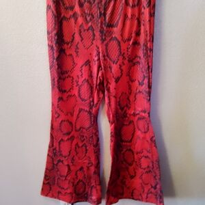 SHEIN Red and Black Snake Print Pants